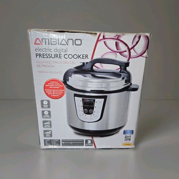 Ambiano Electric Digital Pressure Cooker 6 Qt 1000W Multi-Function Open Box - Picture 1 of 5